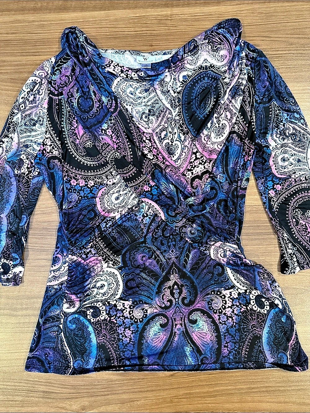 Worthington Paisley Long Sleeve Top in Blue & Purple Like New